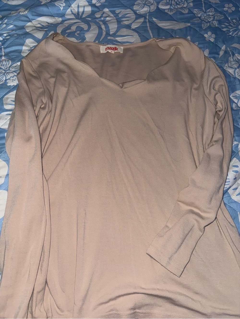 Mazik Dusty Pink V-Neck Long Sleeve Top